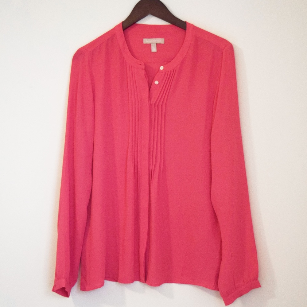 Banana Republic Bright Coral Pink Long Sleeve Top